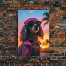 Load image into Gallery viewer, Dachshund Wall Print, Dog Wall Art, Dog Sunglasses, Dog In Pink Suit, Funny Art, Framed Wall Art, Framed Canvas, Wall Print, Wall Canvas
