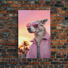 Cargar imagen en el visor de la galería, Chihuahua Wall Print, Dog Wall Art, Dog Sunglasses, Dog In Pink Jacket, Funny Art, Framed Wall Art, Framed Canvas, Wall Print, Wall Canvas
