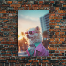 Cargar imagen en el visor de la galería, Chihuahua Wall Print, Dog Wall Art, Dog Sunglasses, Dog In Pink Jacket, Funny Art, Framed Wall Art, Framed Canvas, Wall Print, Wall Canvas
