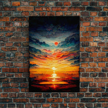 Carregar imagem no visualizador da galeria, Abstract sunset and clouds canvas print, beautiful oil painting print, nature and landscape wall art, ready to hang

