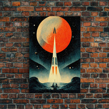 Carregar imagem no visualizador da galeria, Art Deco Style Spaceship, Space Exploration, Science Fiction / SciFi Canvas Print, Ready to Hang Wall Art

