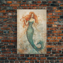 Load image into Gallery viewer, Coastal Mermaid Canvas Print Or Poster, Framed
