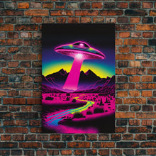 Load image into Gallery viewer, Psychedelic UFO Art, The Abduction, Retro 80s Style Scifi Art, Framed Canvas Print
