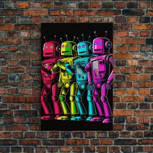 Load image into Gallery viewer, 1950s Style Scifi Robot Art, Art Deco Scifi Poster Art on Canvas, Framed Canvas Print, Game Room Decor

