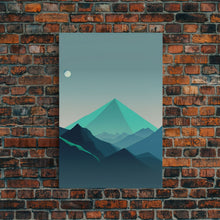 Load image into Gallery viewer, Emerald Green Pacific Northwest Art, Minimalist Boho Style Forest Landscape, Framed Canvas Art, Abstract Art, Green Mountains

