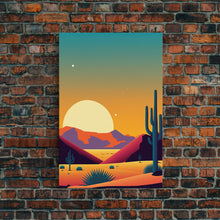 Load image into Gallery viewer, Framed Canvas Print - Pop Art Desert Landscape at Sunset - Ready to Hang Wall Art - Retro Desert Prints - Minimalist Art
