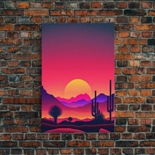 Load image into Gallery viewer, Framed Canvas Art Print - Desert Landscape at Sunset - Pop Art Style - Home Decor - Southwest Art, California Desert Decor
