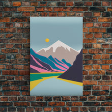 Load image into Gallery viewer, Surrealist Mountain Landscape, Abstract, Framed Canvas Print, Pink Mountains
