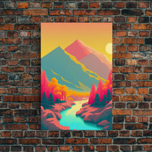 Load image into Gallery viewer, Surrealist Pop Art, Pink Turquoise Landscape Art, Framed Canvas Print, Minimalist Art
