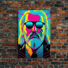 Carregar imagem no visualizador da galeria, Businessman Odin Pop Art Movie Poster Art, Norse Mythology, Wall Art, Framed Canvas Print, Futuristic Portrait of Odin, WPAP Style

