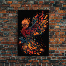 Load image into Gallery viewer, Phoenix In Flames, Retribution, Framed Canvas Print, The Phoenix, Framed Wall Art, Original Painting Phoenix, Fire Chicken
