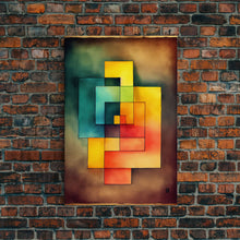 Load image into Gallery viewer, Framed Canvas Print Wall Art Set Color Blocks Abstract Shapes Illustrations Mid Century Modern Wall Art Boho Decor Abstract Wall Art
