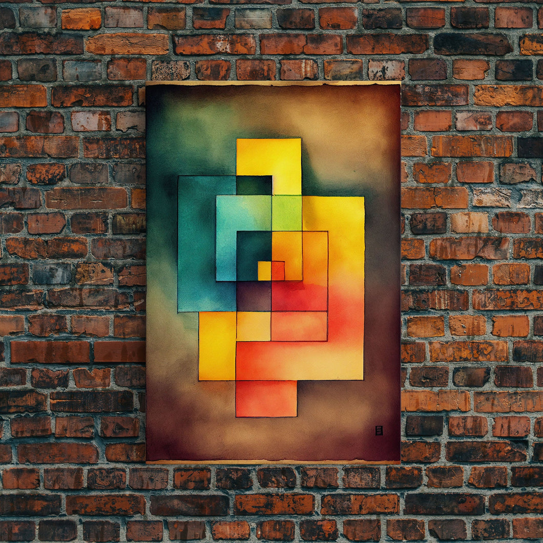 Framed Canvas Print Wall Art Set Color Blocks Abstract Shapes Illustrations Mid Century Modern Wall Art Boho Decor Abstract Wall Art