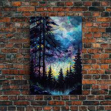 Carregar imagem no visualizador da galeria, Abstract Pine Canvas Print of Oil Painting, Large Original Textured Fall Pine Forest Painting Contemporary Living Room Wall Art Decor
