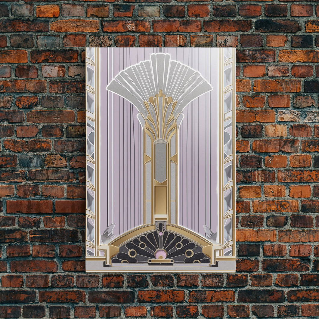 Art Deco Wall art, Framed Canvas Print, Art Deco, Gold art, Pastel colors, Midcentury Modern, Office decor, Living room art, Beautiful art