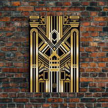 Carregar imagem no visualizador da galeria, Art Deco Pattern Wall art, Framed Canvas Print, Art Deco, Gold art, Geometric art, Wall decor, Midcentury Modern, Lines art, Wall decor
