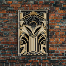 Load image into Gallery viewer, Art Deco Pattern Wall art, Framed Canvas Print, Art Deco, Gold &amp; black art, Geometric art, Office wall art, Abstract art, Original painting
