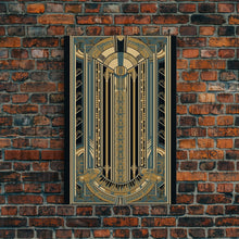 Carregar imagem no visualizador da galeria, Art Deco Pattern Wall art | Framed Canvas Print | Art Deco | Gold &amp; blue art | Wonderful art | Lines art | Geometric art | Living room art
