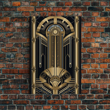 Carregar imagem no visualizador da galeria, Art Deco Pattern Wall art, Framed Canvas Print, Art Deco, Gold &amp; black art, Wonderful art, Lines art, Blue colors, Abstract art, Patterns
