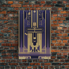 Load image into Gallery viewer, Art Deco Pattern Wall art - Framed Canvas Print - Art Deco - Gold &amp; blue art - Abstract art - Patterns art - Abstract art - Guest room decor
