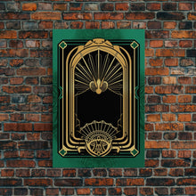 Carregar imagem no visualizador da galeria, Art Deco Wall art, Framed Canvas Print, Art Deco, Gold &amp; green art, Living room art, Abstract art, Beautiful art, Colorful painting
