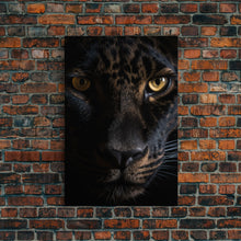 Load image into Gallery viewer, A Look Into Darkness, Beautiful Black Panther Portrait, Cat Photography, Framed Canvas Print, Framed Art, Halloween Witch Cat Art
