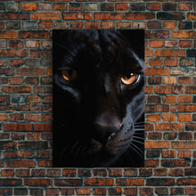 Load image into Gallery viewer, Portrait Of A Predator, Black Cat, Black Panther Photography, Framed Canvas Print, Wood Frame Wall Art
