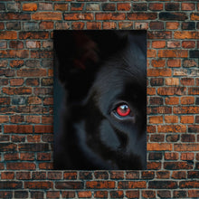 Carregar imagem no visualizador da galeria, Animal Prints, Black Wolf With Red Eyes, Portrait Of A Wolf, Framed Canvas Print, Wolf Photography Art
