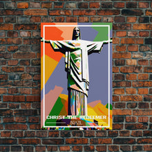 Load image into Gallery viewer, Brazil Travel Poster, Christ The Redeemer, Rio de Janeiro Wall Art, Travel Wall Print, Travel Poster, Travel Wall Art, Canvas Wall Print
