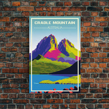 Load image into Gallery viewer, Cradle Mountain, Australia Travel Poster, Tasmania Wall Art, Travel Wall Print, Travel Poster, Travel Wall Art, Canvas Wall Print
