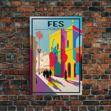 Load image into Gallery viewer, Fes Travel Poster, Morocco Wall Art, Moroccan Art, Morocco Poster, Travel Wall Print, Travel Poster, Travel Wall Art, Canvas Wall Print
