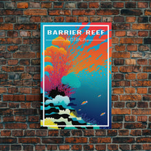 Load image into Gallery viewer, Barrier Reef Art Print, Australia Poster, Queensland Poster, Travel Wall Print, Travel Poster, Travel Wall Art, Canvas Wall Print
