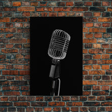 Carregar imagem no visualizador da galeria, Silver Retro Microphone Wall Art, Mic Wall Art, Music Room Wall Art, Minimalist Print, Wall Decor, Canvas Print, Wall Art, Framed Canvas

