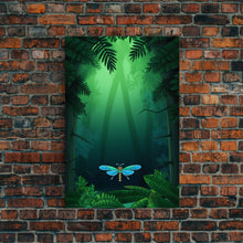 Load image into Gallery viewer, Dragonfly Wall Art, Nature Wall Decor, Woods, Trees, Green Art, Minimalist Print, Wall Decor, Canvas Print, Wall Art, Framed Canvas
