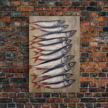 Carregar imagem no visualizador da galeria, Fish Wall Art, Sardines Painting, Food Wall Decor, Kitchen Wall Art, Minimalist Wall Art, Wall Decor, Canvas Print, Wall Art, Framed Canvas
