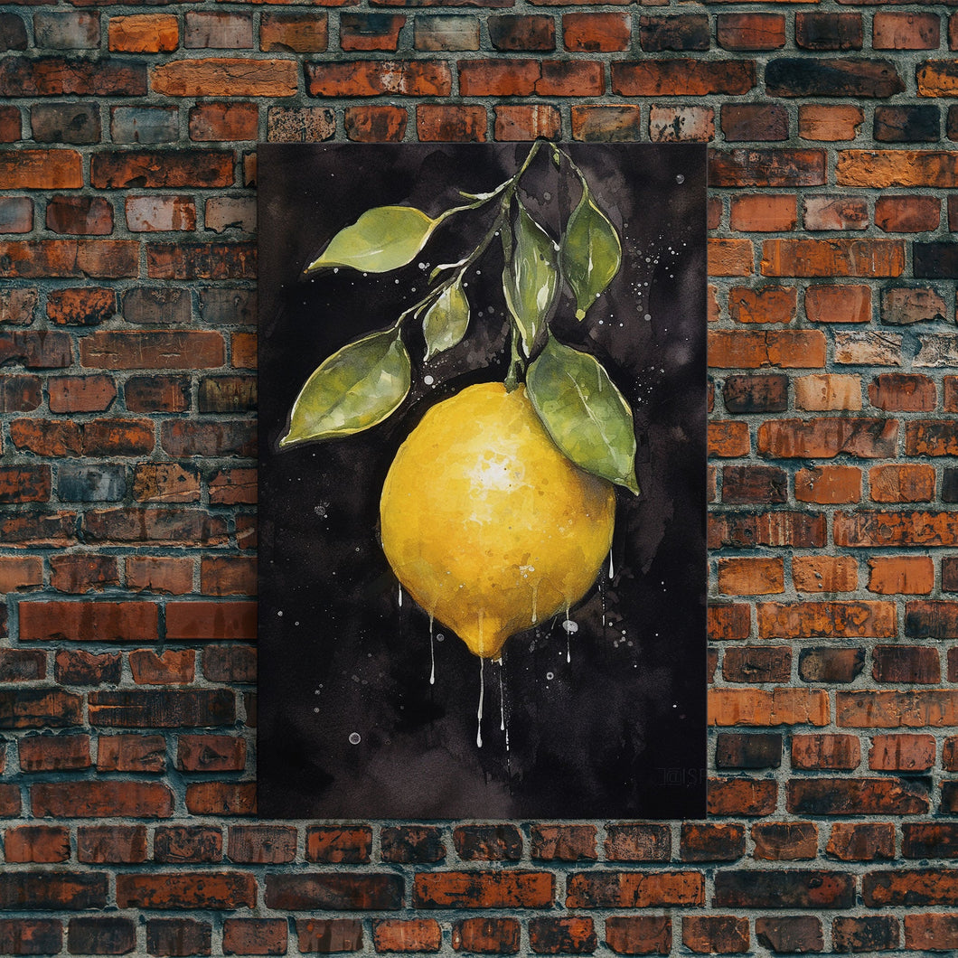 Food Art, Lemon Wall Decor, Fruit Wall Art, Kitchen Wall Art, Minimalist Wall Art, Wall Decor, Canvas Print, Wall Art, Framed Canvas Art