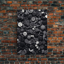 Load image into Gallery viewer, Collection Of Buttons Wall Art, Sewing Room Wall Decor, Black And White, Minimalist Print, Wall Decor, Canvas Print, Wall Art, Framed Canvas
