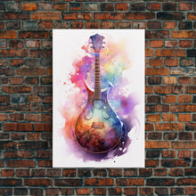 Load image into Gallery viewer, Lute Art, Stringed Instrument Print, Framed Canvas Art, Fantasy Decor, Art / Gift For The Bard Player
