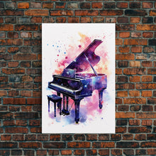 Load image into Gallery viewer, Grand Piano Wall Art, Musical Instrument Print, Studio Art, Framed Canvas Print, Piano Art, Baby Grand Piano
