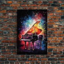 Carregar imagem no visualizador da galeria, Galaxy Themed Grand Piano Wall Art, Musical Instrument Print, Studio Art, Framed Canvas Print, Piano Art, Baby Grand Piano
