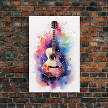 Cargar imagen en el visor de la galería, Cosmic Acoustic Guitar Wall Art Framed Canvas Print, Guitar Art, Guitar Wall Art, Music Art, Guitar Poster, Guitar Player Gift, Guitar Gifts

