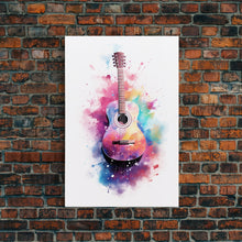 Carregar imagem no visualizador da galeria, Acoustic Guitar Graffiti Art, Framed Canvas Print, Guitar Poster, Guitar Wall Art, Guitar Light, Gifts For Him, Watercolor Art, Music Art
