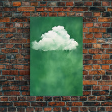 Load image into Gallery viewer, Emerald Green Rain Cloud Wall Art, Framed Canvas Or Poster Print, Abstract Art Print, Minimalist Wall Decor, Maximalist Decor, Dark Green

