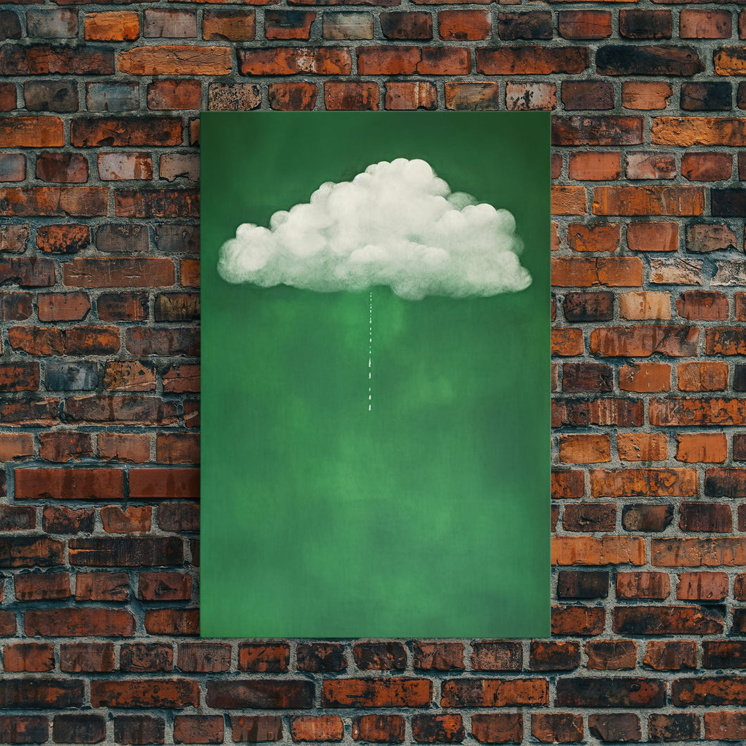 Dark Green Rain Cloud Wall Art, Framed Canvas Or Poster Print, Abstract Art Print, Minimalist Wall Decor, Maximalist Decor, Emerald Green
