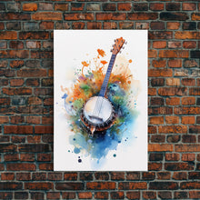 Load image into Gallery viewer, 4 String Banjo Gift, Banjo Wall Art Canvas Print, Country Music Art, Guitar Art, Banjo Poster Print, Banjo Gifts, Musical Art
