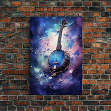 Cargar imagen en el visor de la galería, Galaxy Banjo Gift, Banjo Wall Art Canvas Print, Country Music Art, Guitar Art, Banjo Poster Print, Banjo Gifts, Musical Art
