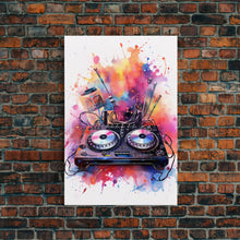 Carregar imagem no visualizador da galeria, Two Turn Tables, DJ Art, Disc Jockey Decor, Music Studio Decor, Framed Canvas Print
