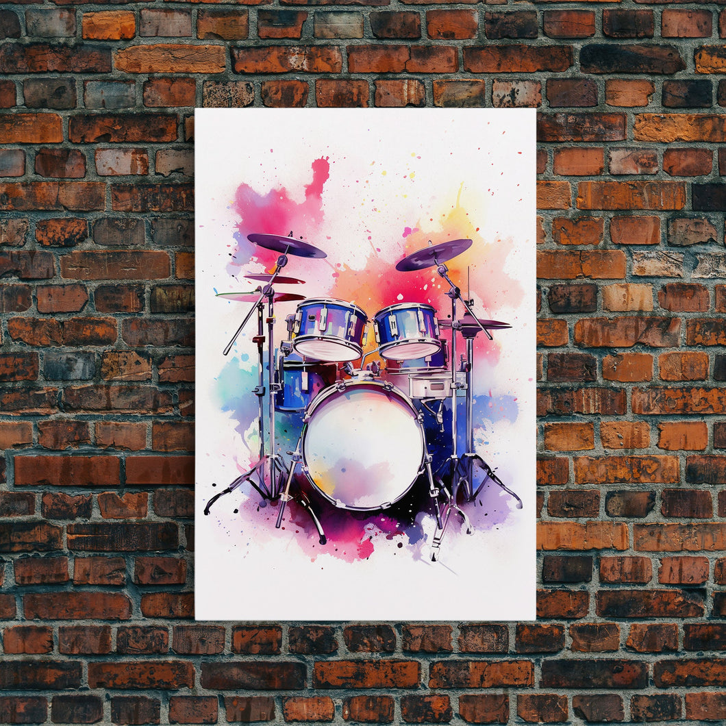 Drum Art, Gift For Drummer, Framed Canvas Print, Studio Art, Music Studio Decor, Drum Set