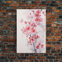 Cargar imagen en el visor de la galería, Cherry Blossom, Japanese Wall Art, Floral Wall Print, Nature Art, Canvas Print, Wall Art, Vertical Art, Modern Home Decor, Gift For The Home
