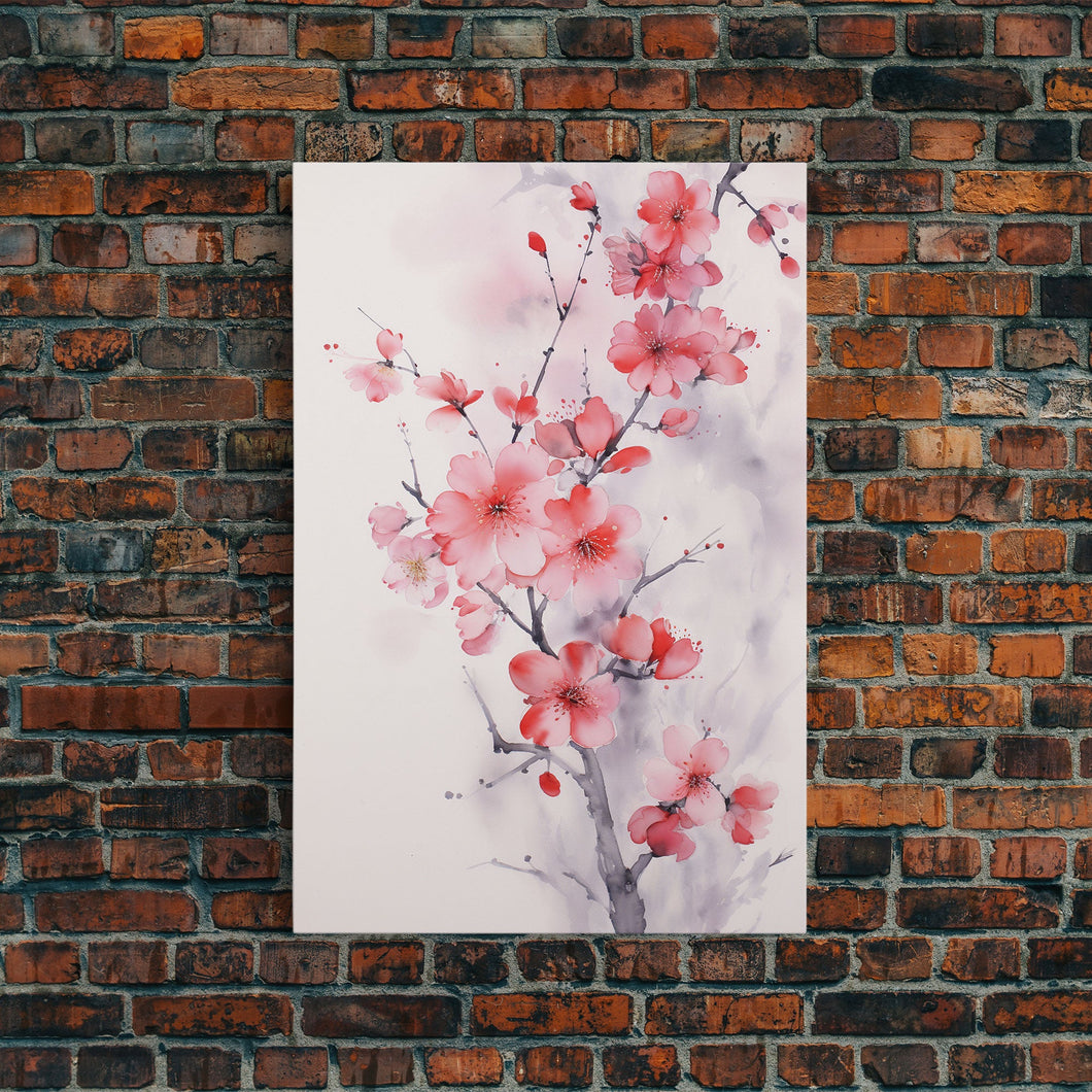 Cherry Blossom, Japanese Wall Art, Floral Wall Print, Nature Art, Canvas Print, Wall Art, Vertical Art, Modern Home Decor, Gift For The Home